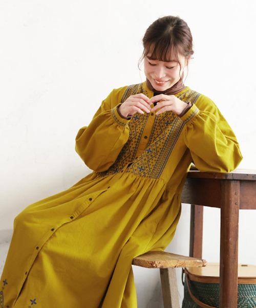 soulberry(ソウルベリー)の「黄昏ステッチワンピース(ワンピース・レディース・マスタード・M/L/LL/3L/4L/5L)」の20枚目の写真
