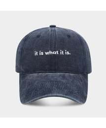 HELLOJUN（へロージュン）の「It Is What It Is Washed Lettering Ball Cap [Navy]（キャップ）」
