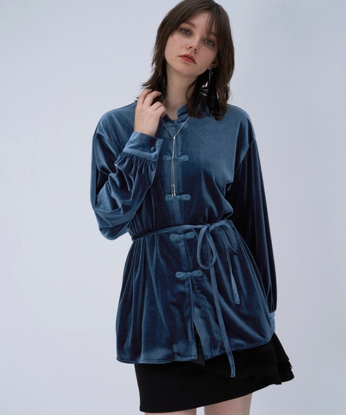 HARE（ハレ）の「アソートチャイナシャツ(HARE)（シャツ/ブラウス・レディース・ブルー/ブラック/ライトグレー/グリーン・FREE）」の4枚目の写真