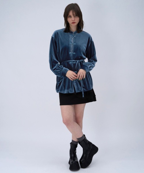 HARE（ハレ）の「アソートチャイナシャツ(HARE)（シャツ/ブラウス・レディース・ブルー/ブラック/ライトグレー/グリーン・FREE）」の12枚目の写真