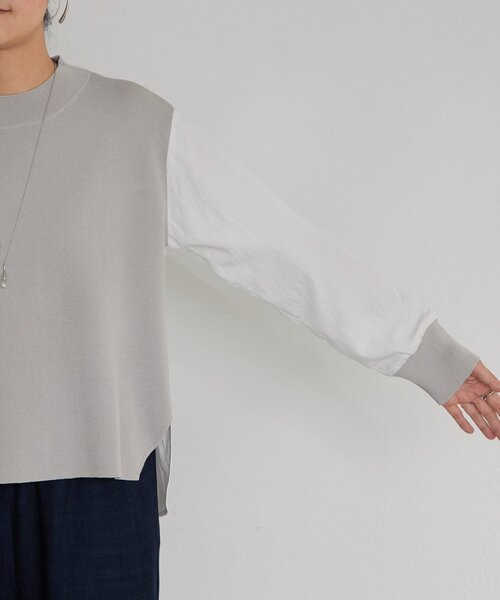 BEARDSLEY（ビアズリー）の「フハクコンビボーダーニット（ニット/セーター・レディース・ホワイト/グレー・FREE）」の15枚目の写真