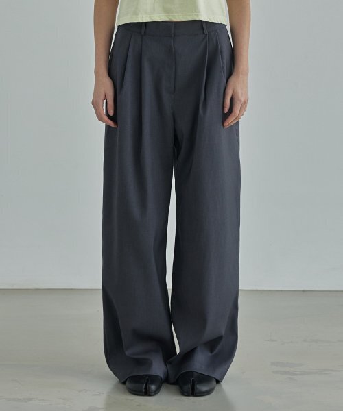 MOIREMOA（モアレモア）の「mono Basic wide pants-gray（スラックス・レディース・チャコール・MEDIUM/SMALL）」の2枚目の写真