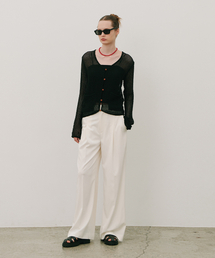 Summer Pintuck Wide Slacks Cream
