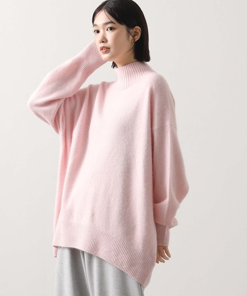 Gready Brilliant(グレディブリリアン)の「FOX30ハイネックワイドチュニック(ニット/セーター・レディース・ピンク/オートミール・FREE)」の2枚目の写真