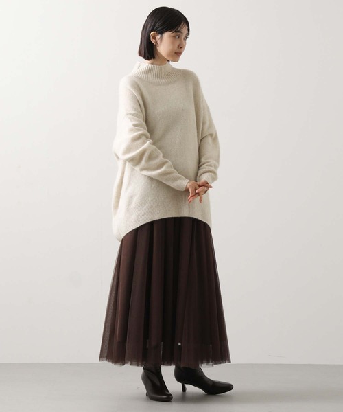 Gready Brilliant(グレディブリリアン)の「FOX30ハイネックワイドチュニック(ニット/セーター・レディース・ピンク/オートミール・FREE)」の6枚目の写真