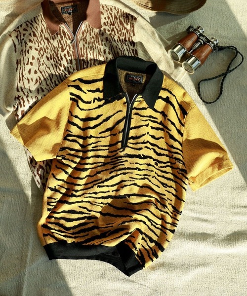 Half Zip Knit Polo с животным жаккардом