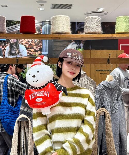 WEDNESDAYOASISFORWOMEN（ウェンズデー オアシス フォー ウーマン）の「ブリティッシュヘアリーウールストライプニット_オリーブ(WC25-KN70)（ニット/セーター・レディース・オリーブ・OS）」の5枚目の写真