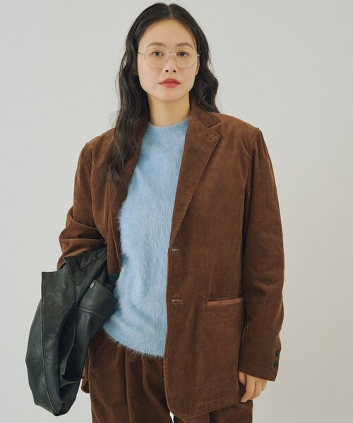 WHIMSIC（ウィムジック）の「【UNISEX/SETUP対応】コーデュロイ2Bテーラードジャケット（テーラードジャケット・レディース・ネイビー/ブラウン・FREE）」の2枚目の写真