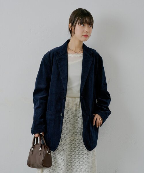 WHIMSIC（ウィムジック）の「【UNISEX/SETUP対応】コーデュロイ2Bテーラードジャケット（テーラードジャケット・レディース・ネイビー/ブラウン・FREE）」の12枚目の写真