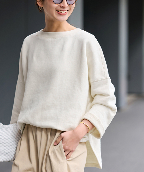 FRAMeWORK（フレームワーク）の「リヨセルコットンボートネックSWEAT（スウェット・レディース・ホワイト系その他/バーガンディー/グレー/ブラック・FREE）」の2枚目の写真