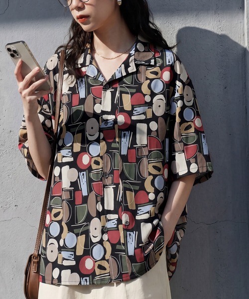 antiqua（アンティカ）の「幾何学柄 シャツ（シャツ/ブラウス・レディース・ホワイト/ブラック・ONESIZE）」の22枚目の写真