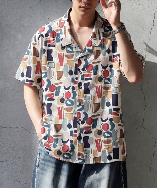 antiqua（アンティカ）の「幾何学柄 シャツ（シャツ/ブラウス・レディース・ホワイト/ブラック・ONESIZE）」の3枚目の写真