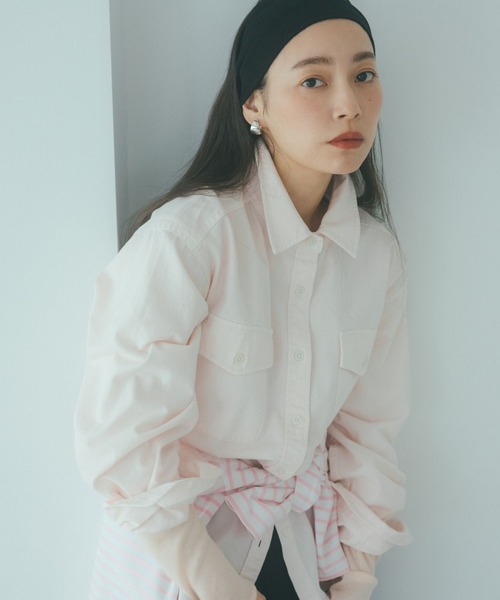 studio CLIP（スタディオクリップ）の「ベージックデニムシャツ《CLIP denim》（シャツ/ブラウス・レディース・ベビーピンク/ブルー/オフホワイト/グレー/ライトブルー・FREE）」の5枚目の写真