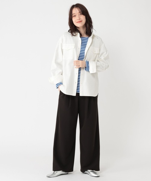 studio CLIP（スタディオクリップ）の「ベージックデニムシャツ《CLIP denim》（シャツ/ブラウス・レディース・ベビーピンク/ブルー/オフホワイト/グレー/ライトブルー・FREE）」の8枚目の写真