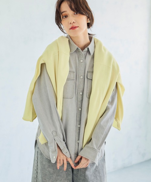 studio CLIP（スタディオクリップ）の「ベージックデニムシャツ《CLIP denim》（シャツ/ブラウス・レディース・ベビーピンク/ブルー/オフホワイト/グレー/ライトブルー・FREE）」の9枚目の写真