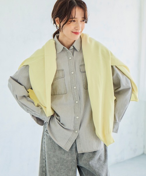 studio CLIP（スタディオクリップ）の「ベージックデニムシャツ《CLIP denim》（シャツ/ブラウス・レディース・ベビーピンク/ブルー/オフホワイト/グレー/ライトブルー・FREE）」の10枚目の写真