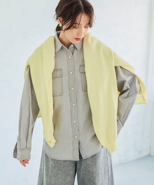 studio CLIP（スタディオクリップ）の「ベージックデニムシャツ《CLIP denim》（シャツ/ブラウス・レディース・ベビーピンク/ブルー/オフホワイト/グレー/ライトブルー・FREE）」の11枚目の写真