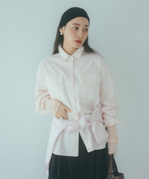 studio CLIP（スタディオクリップ）の「ベージックデニムシャツ《CLIP denim》（シャツ/ブラウス・レディース・ベビーピンク/ブルー/オフホワイト/グレー/ライトブルー・FREE）」の19枚目の写真