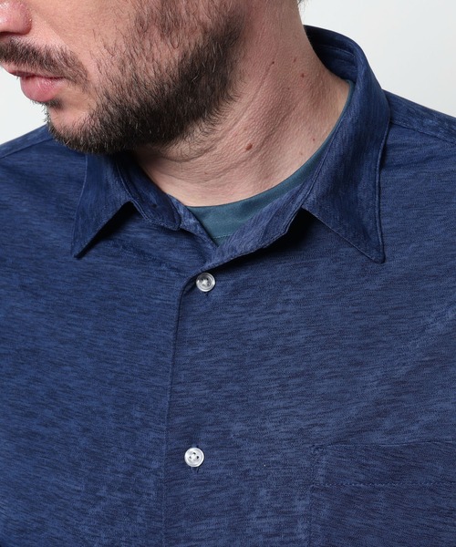 HIDEAWAYS NICOLE（ハイダウェイニコル）の「シャリトロメランジジャージー　ショートレギュラーシャツ（シャツ/ブラウス・メンズ・サックスブルー/ブラック/ネイビー・MEDIUM/X-LARGE/LARGE）」の13枚目の写真