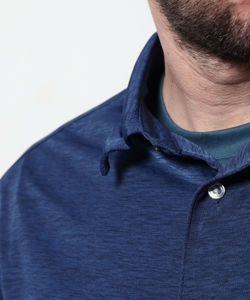 HIDEAWAYS NICOLE（ハイダウェイニコル）の「シャリトロメランジジャージー　ショートレギュラーシャツ（シャツ/ブラウス・メンズ・サックスブルー/ブラック/ネイビー・MEDIUM/X-LARGE/LARGE）」の14枚目の写真