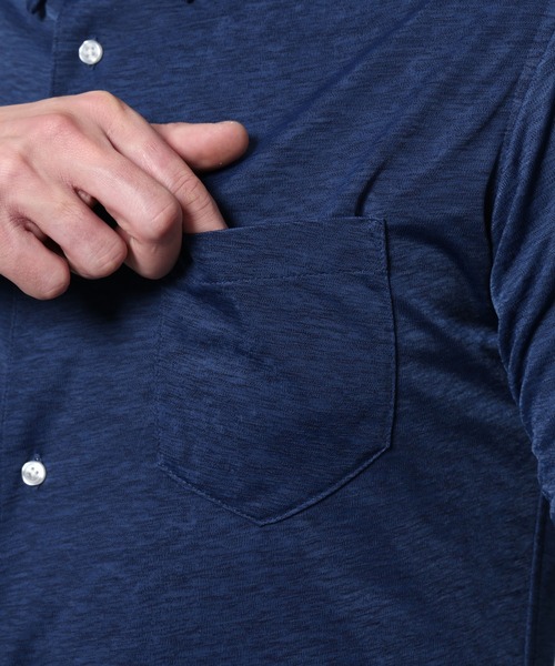 HIDEAWAYS NICOLE（ハイダウェイニコル）の「シャリトロメランジジャージー　ショートレギュラーシャツ（シャツ/ブラウス・メンズ・サックスブルー/ブラック/ネイビー・MEDIUM/X-LARGE/LARGE）」の15枚目の写真