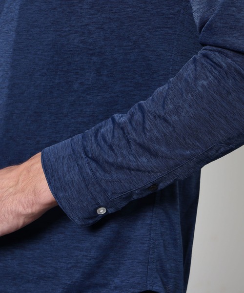 HIDEAWAYS NICOLE（ハイダウェイニコル）の「シャリトロメランジジャージー　ショートレギュラーシャツ（シャツ/ブラウス・メンズ・サックスブルー/ブラック/ネイビー・MEDIUM/X-LARGE/LARGE）」の16枚目の写真