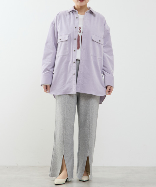 SOFFITTO（ソフィット）の「【A_/エース】コーデュロイオーバーシャツ（シャツ/ブラウス・レディース・グレイッシュベージュ/ラベンダー・FREE）」の5枚目の写真