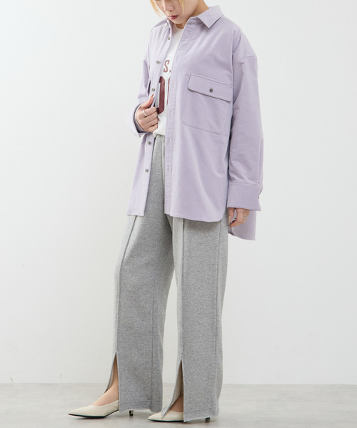 SOFFITTO（ソフィット）の「【A_/エース】コーデュロイオーバーシャツ（シャツ/ブラウス・レディース・グレイッシュベージュ/ラベンダー・FREE）」の6枚目の写真