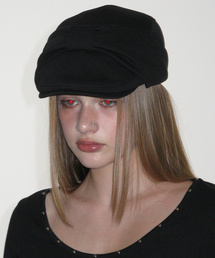 CRANK（クランク）の「リボンハンティングキャップ_ブラック（ハンチング/ベレー帽）」