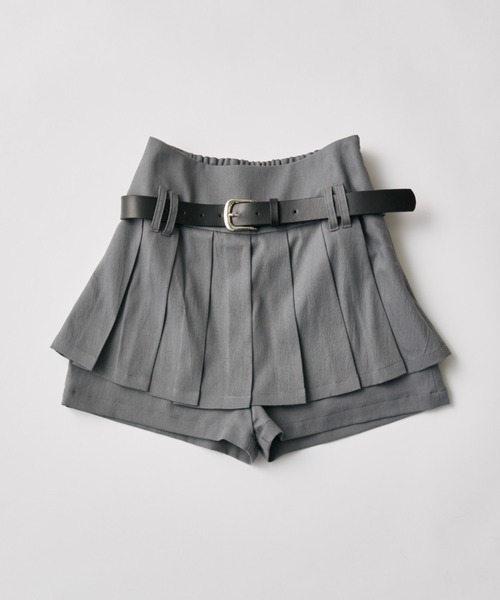OLIVE des OLIVE（オリーブデオリーブ）の「ベルト付きプリーツスカパン（スカート・レディース・ブラック/グレー/ブラウン・FREE）」の2枚目の写真