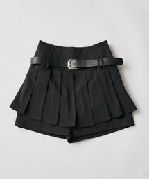 ベルト付きプリーツスカパン
