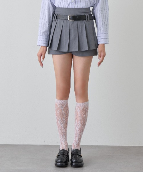 OLIVE des OLIVE（オリーブデオリーブ）の「ベルト付きプリーツスカパン（スカート・レディース・グレー/ブラック/ブラウン・FREE）」の7枚目の写真