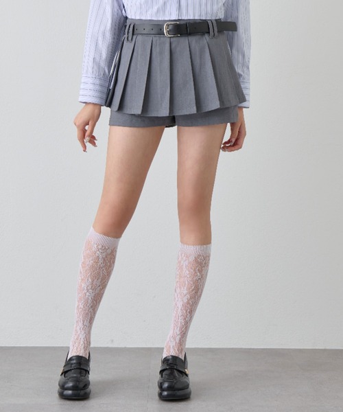 OLIVE des OLIVE（オリーブデオリーブ）の「ベルト付きプリーツスカパン（スカート・レディース・グレー/ブラック/ブラウン・FREE）」の5枚目の写真