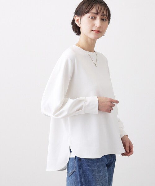 Dessin（デッサン）の「【体型カバー/レイヤード/洗える】ジョーゼットプルオーバーブラウス（シャツ/ブラウス・レディース・ホワイト系/ブラック/ナチュラル・02/01/03）」の5枚目の写真