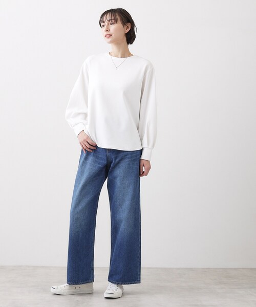 Dessin（デッサン）の「【体型カバー/レイヤード/洗える】ジョーゼットプルオーバーブラウス（シャツ/ブラウス・レディース・ホワイト系/ブラック/ナチュラル・02/01/03）」の6枚目の写真