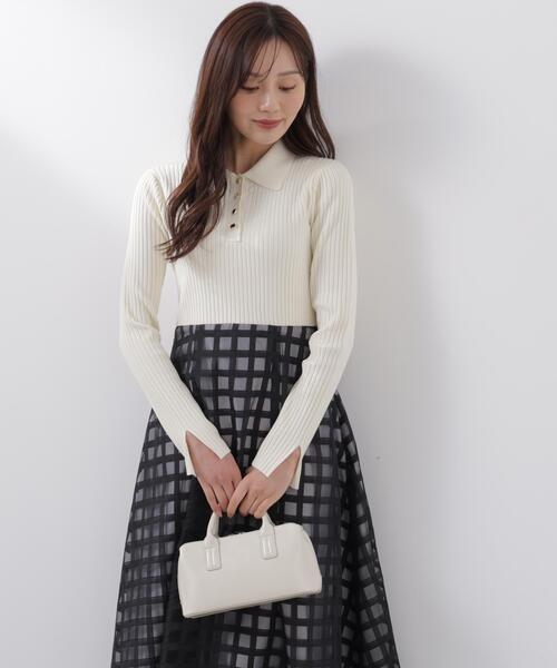 PROPORTION BODY DRESSING（プロポーションボディドレッシング）の「ポロカラーニットワンピース / 1216140206（ワンピース・レディース・ブルー/ブラック・P/S/SMALL/MEDIUM）」の9枚目の写真