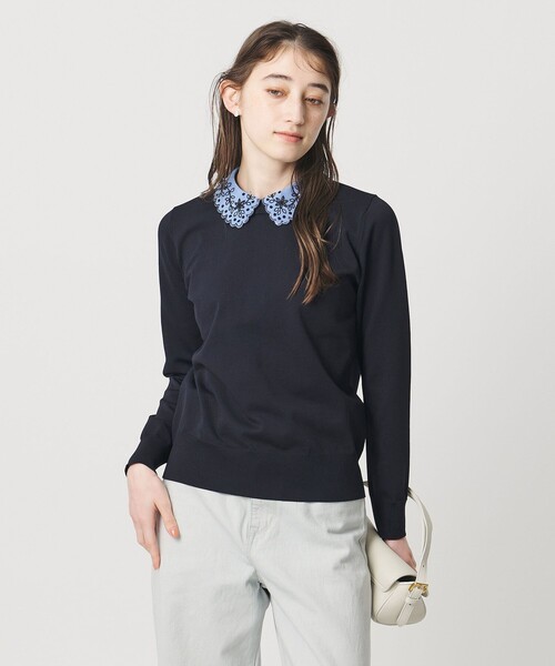 UNITED ARROWS（ユナイテッドアローズ）の「レディー フラワービジュー ニット‐ ウォッシャブル‐（ニット/セーター・レディース・ブラック/ダークグレー/ネイビー・FREE）」の4枚目の写真