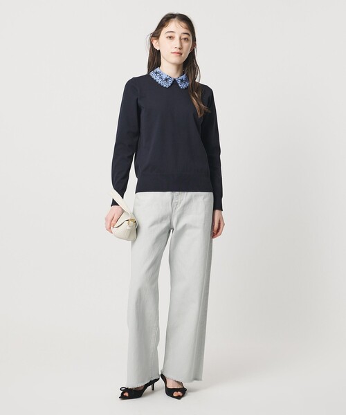 UNITED ARROWS（ユナイテッドアローズ）の「レディー フラワービジュー ニット‐ ウォッシャブル‐（ニット/セーター・レディース・ブラック/ダークグレー/ネイビー・FREE）」の5枚目の写真