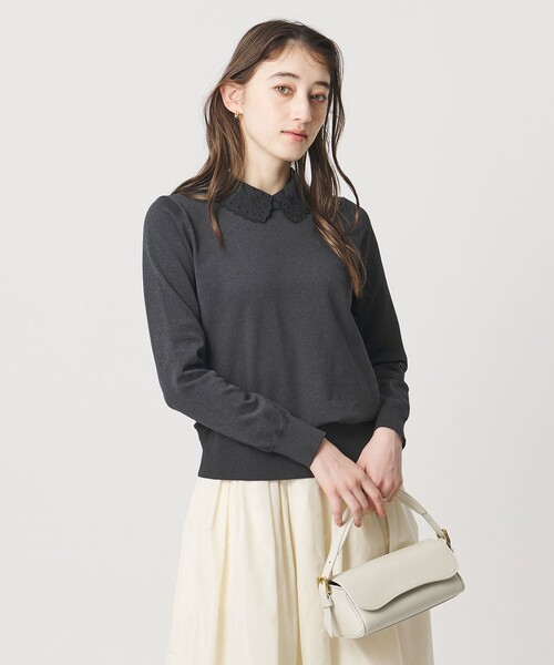 UNITED ARROWS（ユナイテッドアローズ）の「レディー フラワービジュー ニット‐ ウォッシャブル‐（ニット/セーター・レディース・ブラック/ダークグレー/ネイビー・FREE）」の10枚目の写真