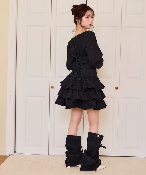 one after another NICE CLAUP(ワンアフターアナザーナイスクラップ)の「【Denim Collection】バックリボンデニムレッグウォーマー(レッグウォーマー・レディース・ブラック/ブルー系その他・FREE)」の12枚目の写真