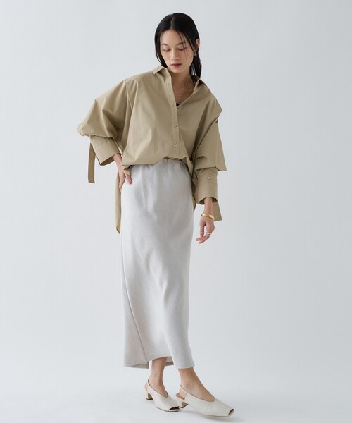 cloenc（クロエンス）の「【手洗い可】バックギャザールーズシャツ（シャツ/ブラウス・レディース・ピンク系その他/ホワイト/ブルー系2/ベージュ・02）」の18枚目の写真