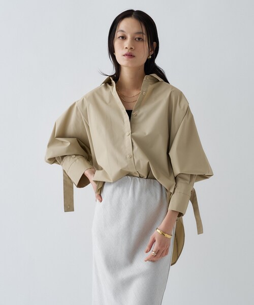 cloenc（クロエンス）の「【手洗い可】バックギャザールーズシャツ（シャツ/ブラウス・レディース・ピンク系その他/ホワイト/ブルー系2/ベージュ・02）」の20枚目の写真