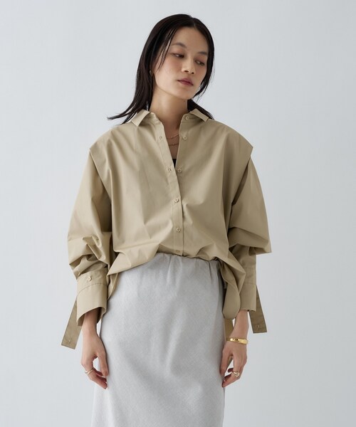 cloenc（クロエンス）の「【手洗い可】バックギャザールーズシャツ（シャツ/ブラウス・レディース・ピンク系その他/ホワイト/ブルー系2/ベージュ・02）」の21枚目の写真