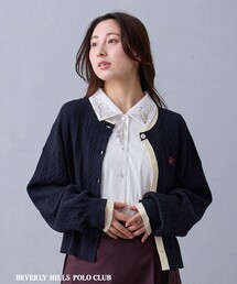【BEVERLY HILLS POLO CLUB】バイカラーレイヤード2wayカーディガン