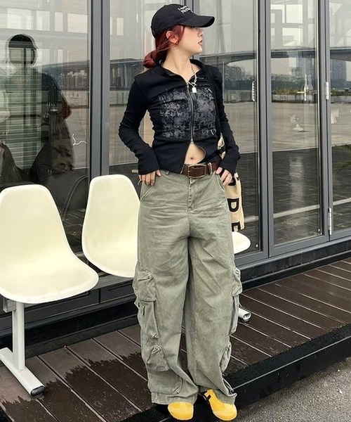 CANVAS+(キャンバスプラス)の「【CANVAS+】フロントプリントダブルジップトップス(その他トップス・レディース・ブラック・M)」の11枚目の写真