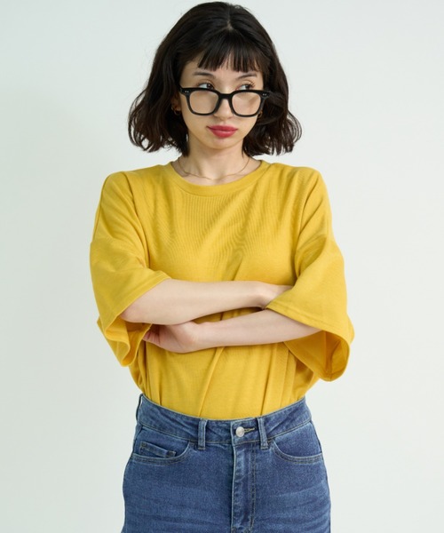 A.D.C.L.(エーディーシーエル)の「カラー オーバーサイズ 半袖Tシャツ(Tシャツ/カットソー・レディース・イエロー/チャコールグレー/サックスブルー・L/M)」の10枚目の写真