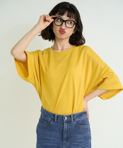 A.D.C.L.(エーディーシーエル)の「カラー オーバーサイズ 半袖Tシャツ(Tシャツ/カットソー・レディース・イエロー/チャコールグレー/サックスブルー・L/M)」の12枚目の写真