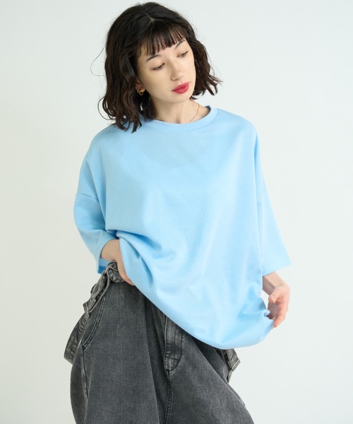 A.D.C.L.(エーディーシーエル)の「カラー オーバーサイズ 半袖Tシャツ(Tシャツ/カットソー・レディース・イエロー/チャコールグレー/サックスブルー・L/M)」の16枚目の写真