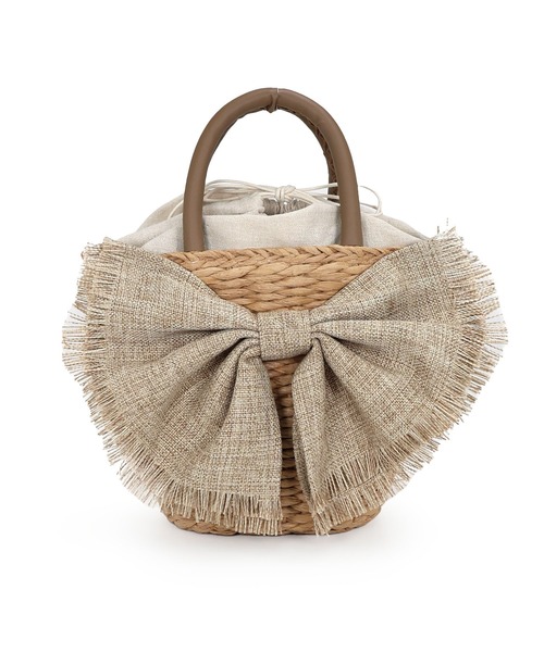 MIAN (ミアン)の「リボンかごバッグ(かごバッグ・レディース・ブラック/ベージュ・FREE)」の10枚目の写真