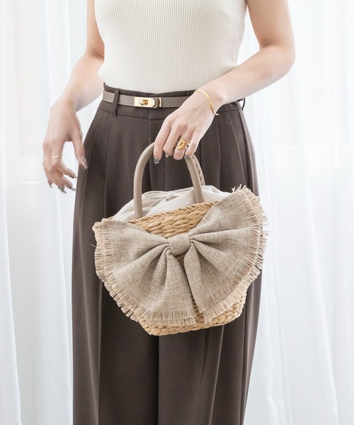 MIAN (ミアン)の「リボンかごバッグ(かごバッグ・レディース・ブラック/ベージュ・FREE)」の14枚目の写真